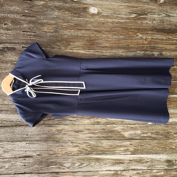 jcrew tieneck dresss in italian wool crepe, Navy, Size 14T - Picture 3 of 8